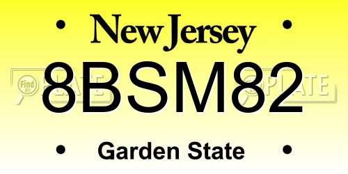 8BSM82 New Jersey License Plate