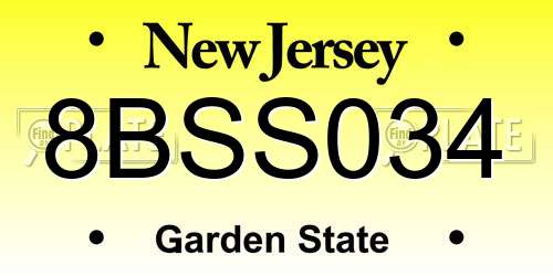 8BSS034 New Jersey License Plate