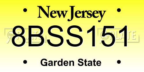 8BSS151 New Jersey License Plate