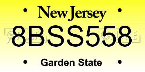 8BSS558 New Jersey License Plate