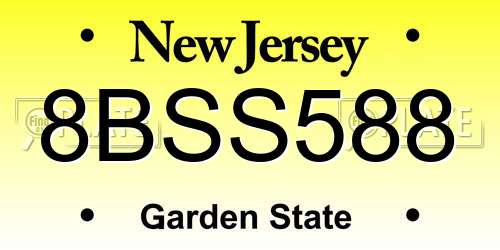 8BSS588 New Jersey License Plate