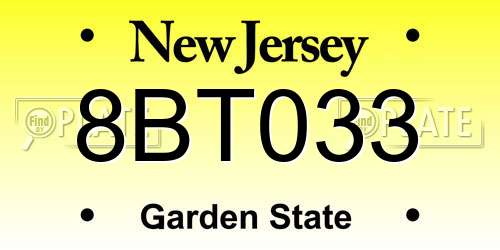 8BT033 New Jersey License Plate