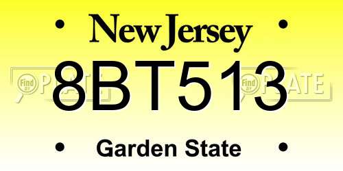 8BT513 New Jersey License Plate