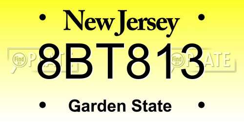 8BT813 New Jersey License Plate