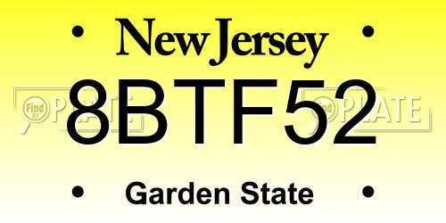 8BTF52 New Jersey License Plate