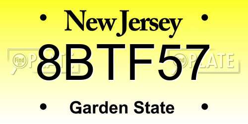8BTF57 New Jersey License Plate