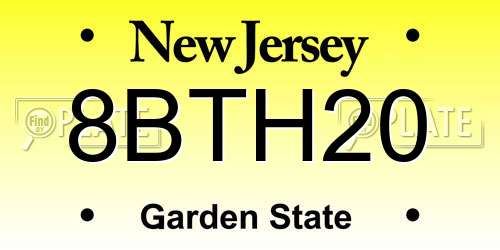 8BTH20 New Jersey License Plate