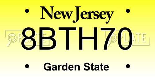 8BTH70 New Jersey License Plate