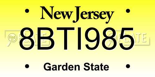 8BTI985 New Jersey License Plate