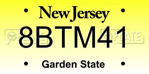 8BTM41 New Jersey License Plate