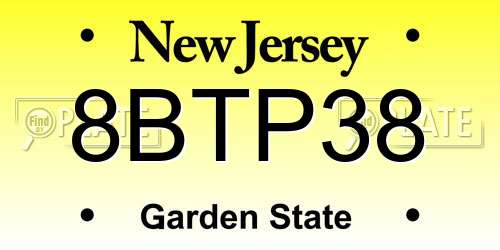 8BTP38 New Jersey License Plate