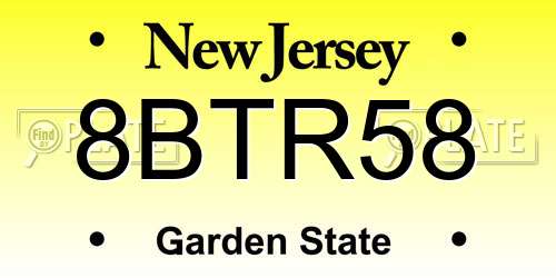 8BTR58 New Jersey License Plate