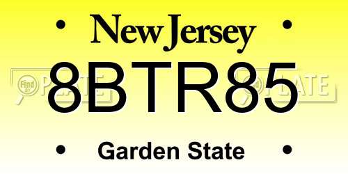 8BTR85 New Jersey License Plate