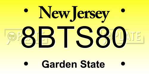 8BTS80 New Jersey License Plate