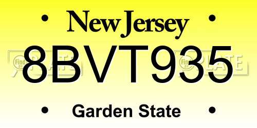 8BVT935 New Jersey License Plate
