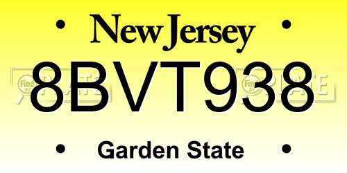 8BVT938 New Jersey License Plate