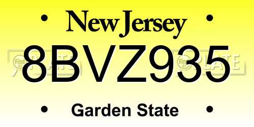 8BVZ935 New Jersey License Plate