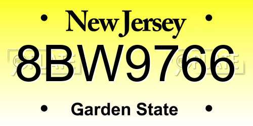 8BW9766 New Jersey License Plate