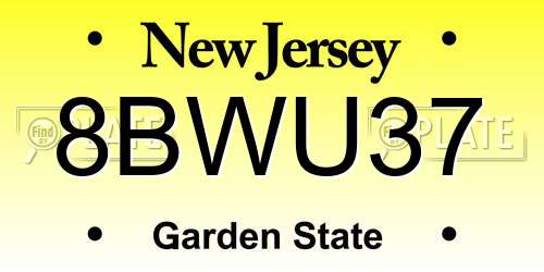 8BWU37 New Jersey License Plate