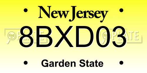 8BXD03 New Jersey License Plate