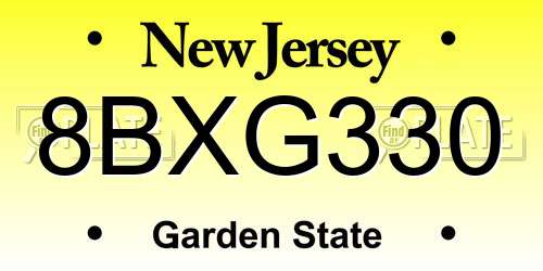 8BXG330 New Jersey License Plate