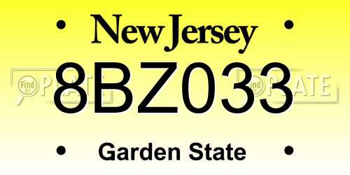 8BZ033 New Jersey License Plate