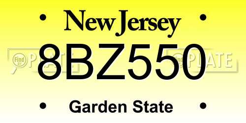 8BZ550 New Jersey License Plate