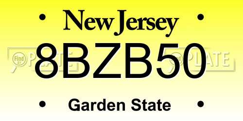 8BZB50 New Jersey License Plate