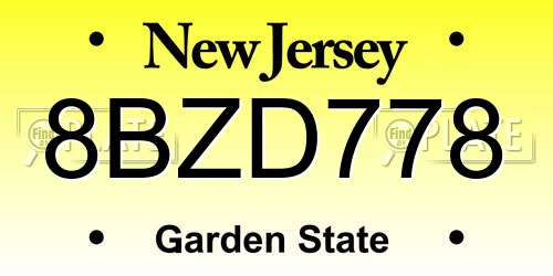 8BZD778 New Jersey License Plate