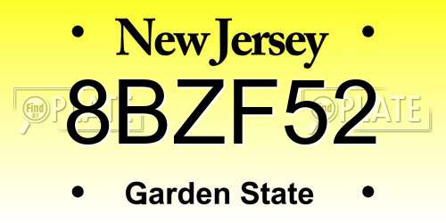 8BZF52 New Jersey License Plate