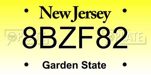 8BZF82 New Jersey License Plate
