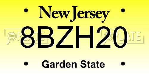 8BZH20 New Jersey License Plate