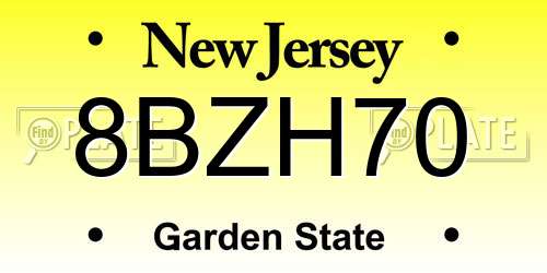 8BZH70 New Jersey License Plate