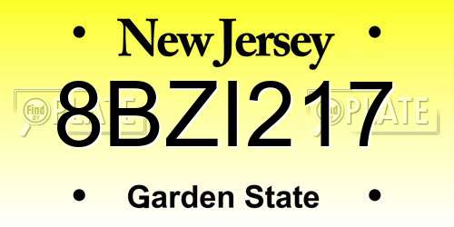8BZI217 New Jersey License Plate