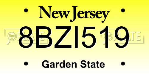 8BZI519 New Jersey License Plate