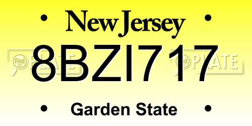 8BZI717 New Jersey License Plate