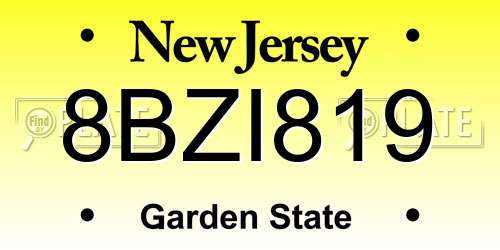 8BZI819 New Jersey License Plate