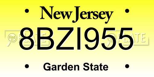 8BZI955 New Jersey License Plate