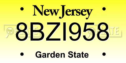 8BZI958 New Jersey License Plate