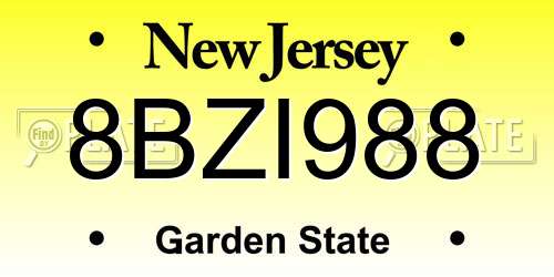 8BZI988 New Jersey License Plate