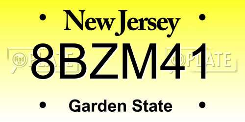 8BZM41 New Jersey License Plate