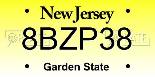 8BZP38 New Jersey License Plate