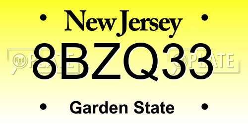 8BZQ33 New Jersey License Plate