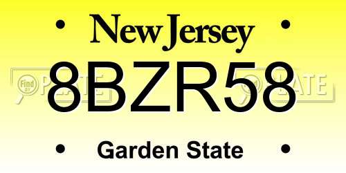 8BZR58 New Jersey License Plate