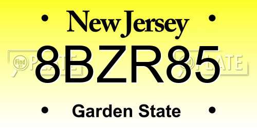 8BZR85 New Jersey License Plate