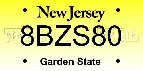 8BZS80 New Jersey License Plate