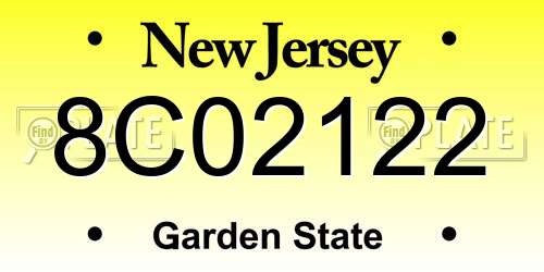 8C02122 New Jersey License Plate