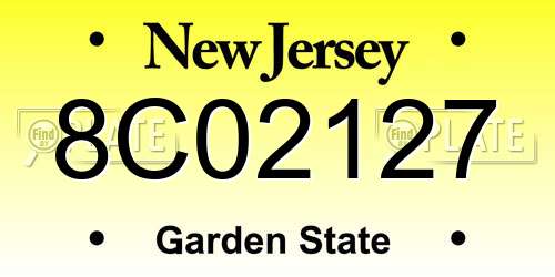 8C02127 New Jersey License Plate