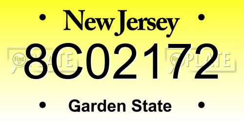 8C02172 New Jersey License Plate