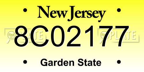 8C02177 New Jersey License Plate